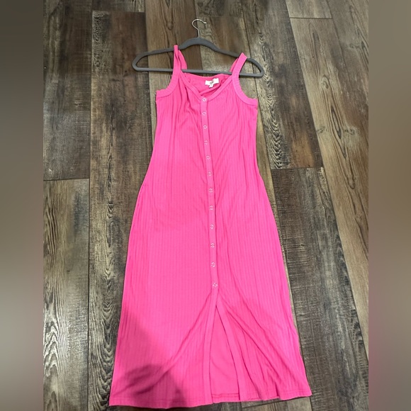 PINK midi dress- never worn - button up - Picture 1 of 3